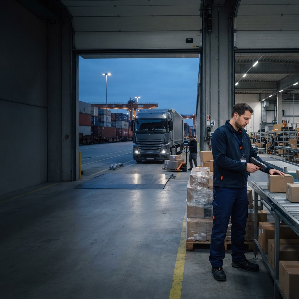 International logistics and fulfilment inside a modern German warehouse